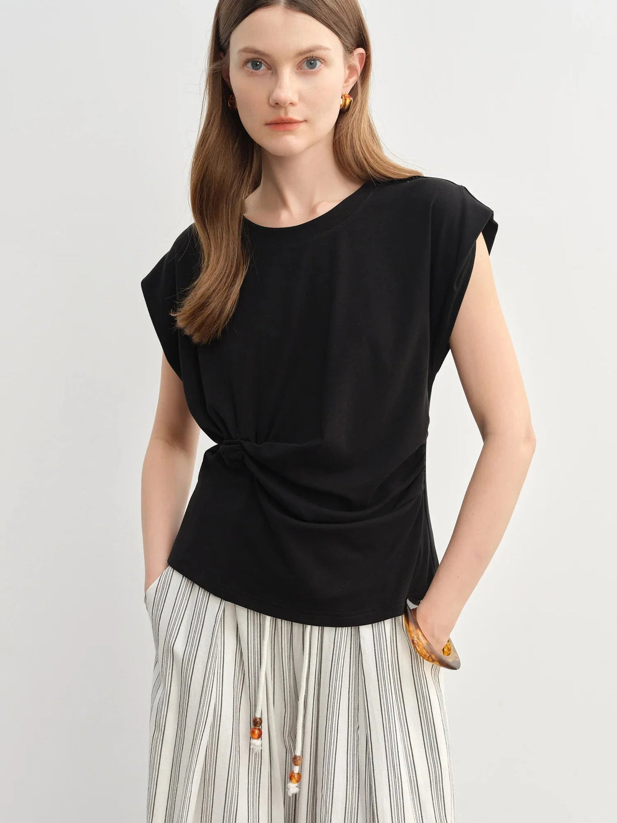 Women’s Cinched Waist T-Shirt Flattering Summer Top