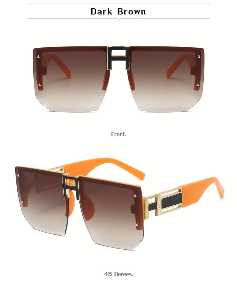 Oversized Square Shape New Rimless Sunglasses For Women New Classic Big Frame & Luxury Branded Vintage Frameless Sun Glasses For Men IN Decent & Attractive Shades Of Eyewear