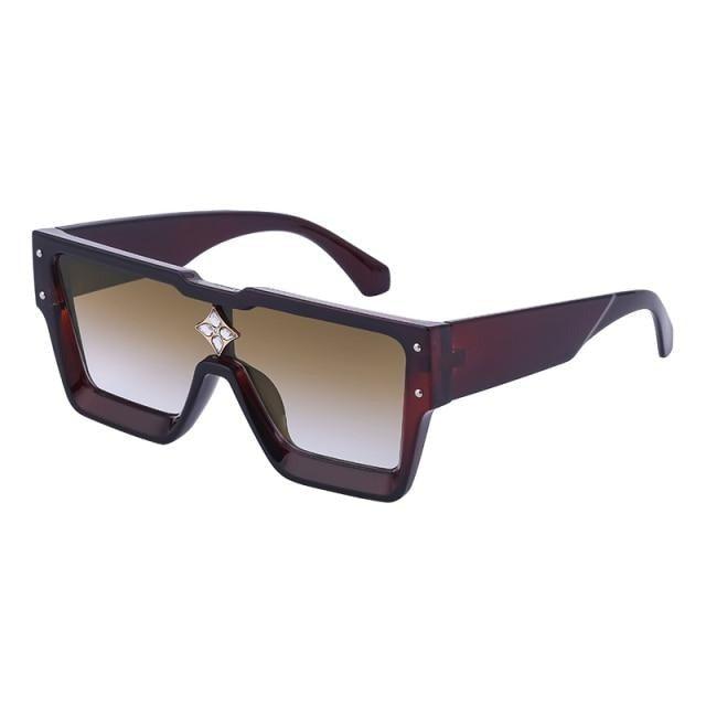 Oversized Square Shape Sunglasses For Women & Men New  Luxury Design Sun Glasses For Female New Fashionable  Large Frame Silver Mirror Eyewear